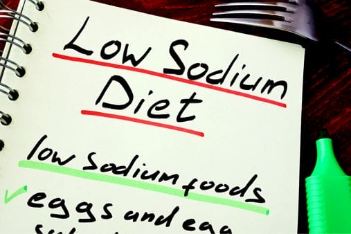 low sodium diet written in notebook