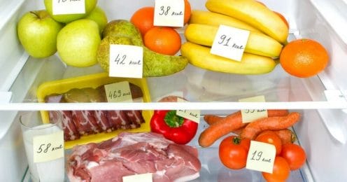 Food with Calories Listed Food with Calories Listed on a Sticky Note