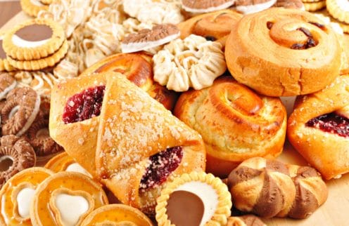 Breads and pastries food high in carbohydrates