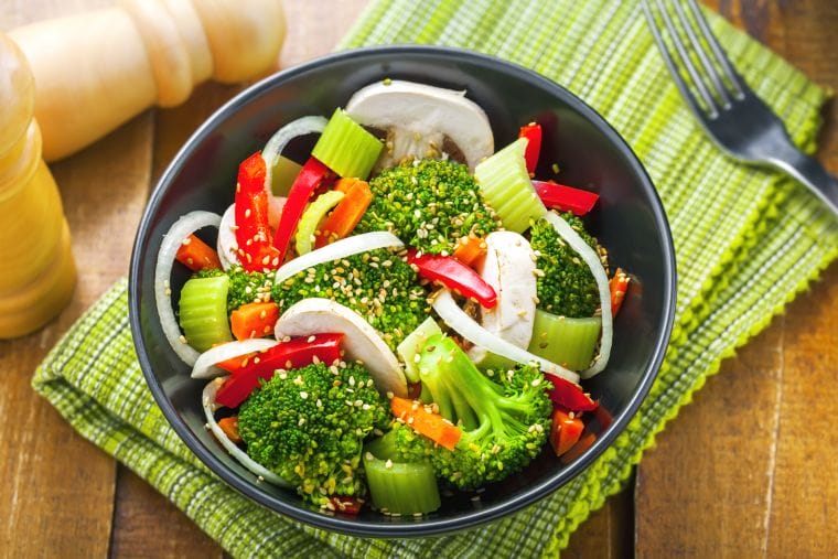 Bowl of broccoli, onion, pepper mushroom, Bowl of broccoli, onion, pepper mushroom,