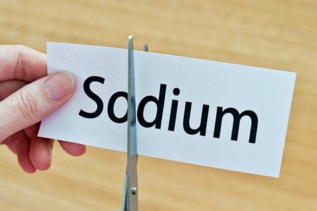 sodium word on paper being cut
