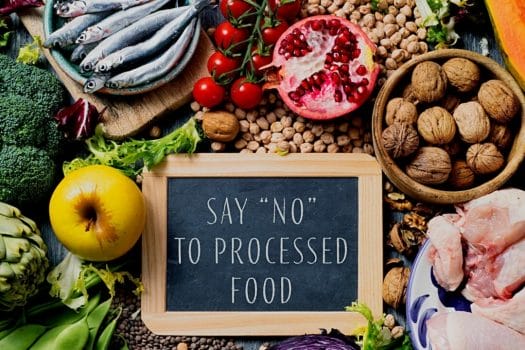 say no to processed food sign