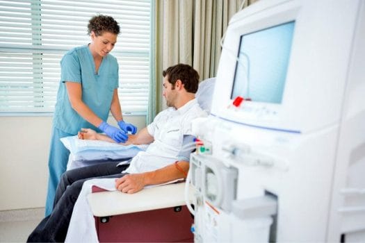nurse in dialysis center