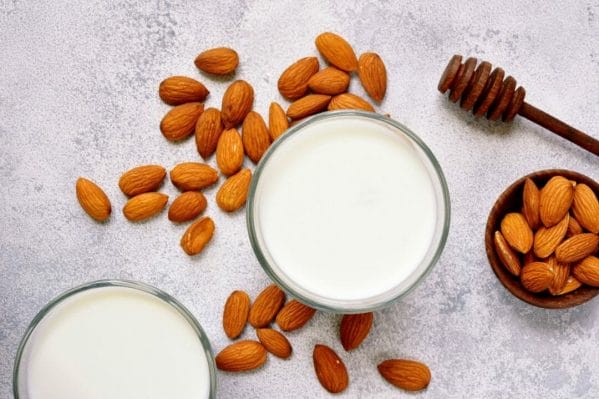 almond milk and almond nuts