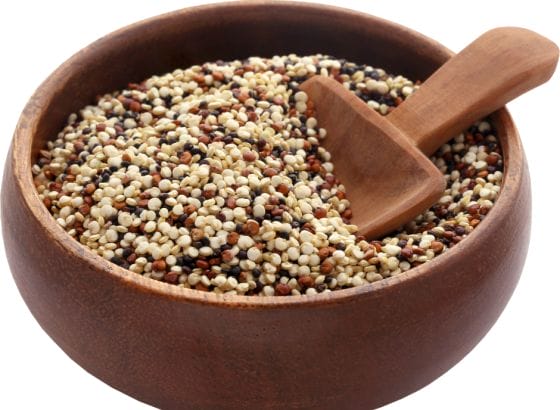 Quinoa in a wooden bowl, promoting Kidney Health.